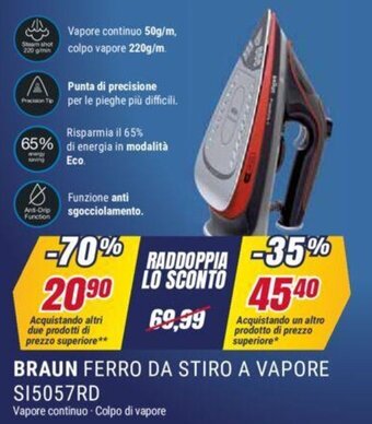 Trony BRAUN FERRO DA STIRO A VAPORE S15057RD offerta