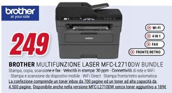 Trony BROTHER MULTIFUNZIONE LASER MFC-L2710DW BUNDLE offerta