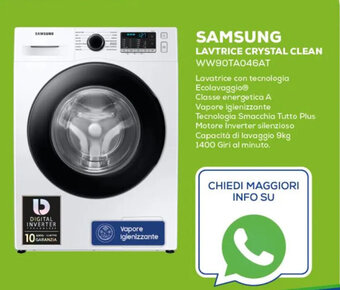 SAMSUNG LAVTRICE CRYSTAL CLEAN WW90TA046AT