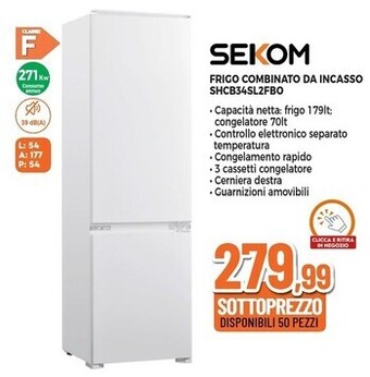 Expert Sekom shcb34sl2fb0 frigorifero con congelatore da incasso 249 l f bianco offerta