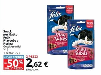 Carrefour Market Snack per Gatto Felix Playtubes Purina Gusti Assortiti 50 g offerta