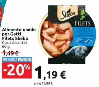 Carrefour Market Alimento umido per Gatti Filets Sheba Gusti Assortiti 60 g offerta