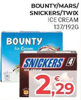 BOUNTY/MARS/ SNICKERS/TWIX ICE CREAM 137/192G