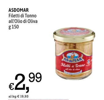 A&O ASDOMAR Filetti di Tonno all'Olio di Oliva g 150 offerta