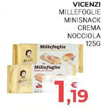 VICENZI MILLEFOGLIE MINISNACK CREMA NOCCIOLA 125G