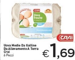 Crai Crai uova medie da galline da allevamento a terra offerta