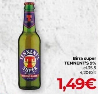 Eurospar Birra super TENNENT'S 9% CL 35.5 offerta