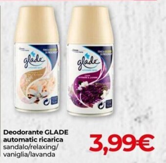 Eurospar Deodorante GLADE automatic ricarica sandalo offerta