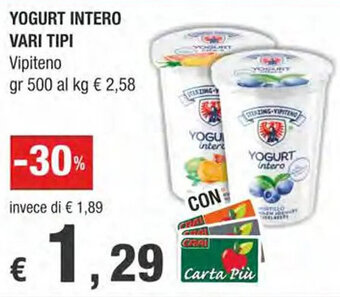 YOGURT INTERO VARI TIPI Vipiteno gr 500