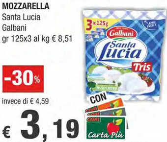Crai MOZZARELLA Santa Lucia Galbani gr 125x3 offerta