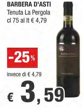 Crai BARBERA D'ASTI Tenuta La Pergola cl 75 offerta