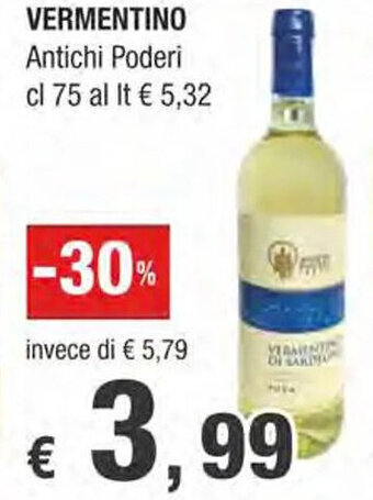 Crai VERMENTINO Antichi Poderi cl 75 offerta