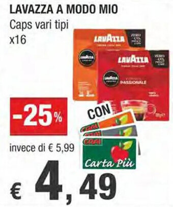 Crai LAVAZZA A MODO MIO Caps vari tipi x16 offerta