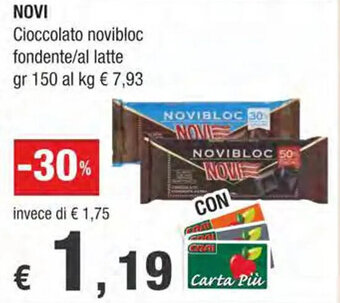 Crai NOVI Cioccolato novibloc fondente/al latte gr 150 offerta