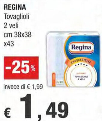 Crai REGINA Tovaglioli 2 veli cm 38x38 x43 offerta