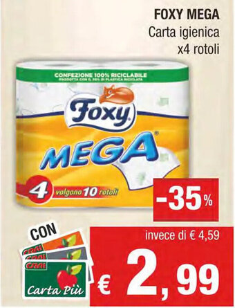 Crai FOXY MEGA Carta igienica x4 rotoli offerta