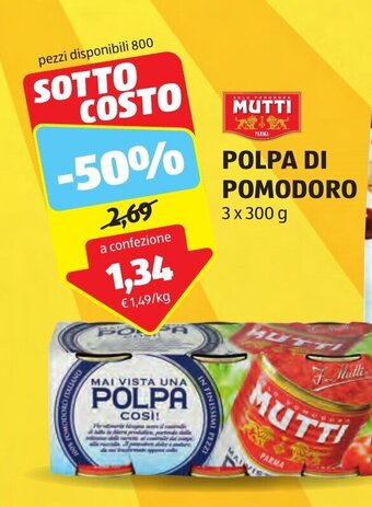 ALDI MUTTI POLPA DI POMODORO 3 x 300 g offerta