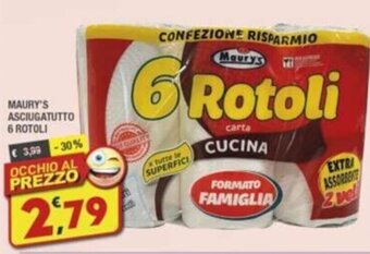 Maury's MAURY'S ASCIUGATUTTO 6 ROTOLI offerta