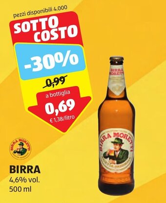 ALDI BIRRA MORETTI 4,6% vol. 500 ml offerta