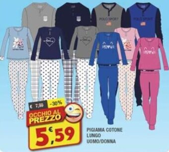 Maury's PIGIAMA COTONE LUNGO UOMO/DONNA offerta
