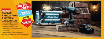 ALDI makita TRAPANO A PERCUSSIONE A BATTERIA CON ACCESSORI offerta