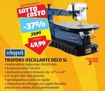 ALDI scheppach TRAFORO OSCILLANTE DECO SL offerta