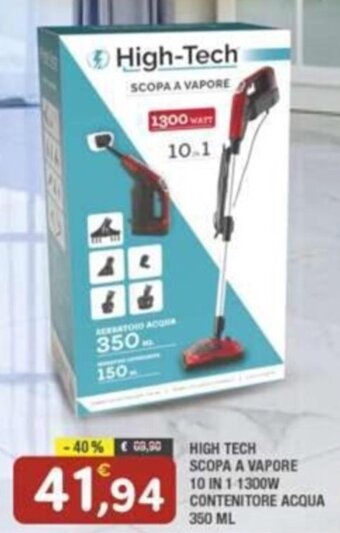 Maury's HIGH TECH SCOPA A VAPORE 10 IN 1 1300W CONTENITORE ACQUA 350 ML offerta