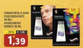 FONDOTINTA FLUIDO FOSFORESCENTE 28ML ROSSO/NERO/ BIANCO 38 ML