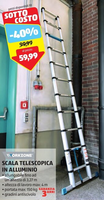 ALDI WORKZONE SCALA TELESCOPICA IN ALLUMINIO offerta