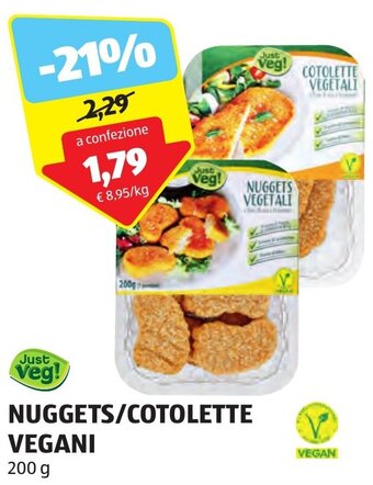 ALDI Just Veg! NUGGETS/COTOLETTE VEGANI 200 g offerta