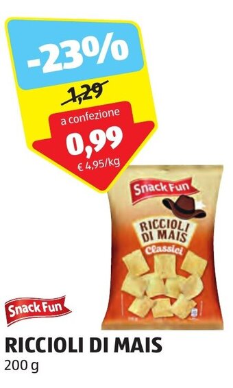 ALDI Snack Fun RICCIOLI DI MAIS 200 g offerta
