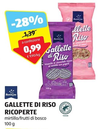 ALDI Buon Ora GALLETTE DI RISO RICOPERTE 100 g offerta