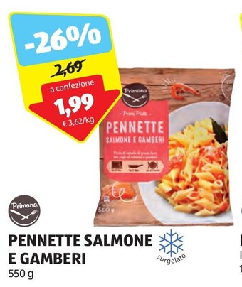 ALDI Primana PENNETTE SALMONE E GAMBERI 550 g offerta