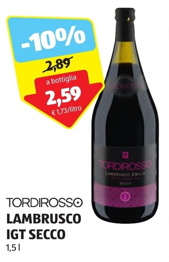 ALDI TORDIROSSO LAMBRUSCO IGT SECCO 1,5 l offerta