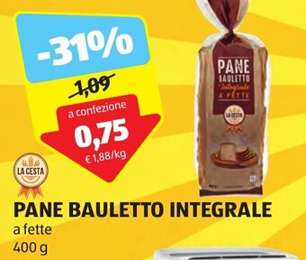 ALDI LA CESTA PANE BAULETTO INTEGRALE a fette 400 g offerta