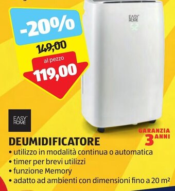 EASY HOME DEUMIDIFICATORE