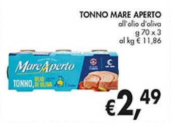 Supermercato Coal TONNO MARE APERTO all'olio d'oliva g 70 x 3 offerta