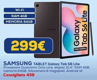 Euronics SAMSUNG TABLET Galaxy Tab S6 Lite offerta