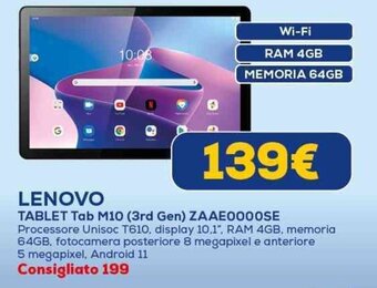 Euronics LENOVO TABLET Tab M10 (3rd Gen) ZAAE0000SE offerta