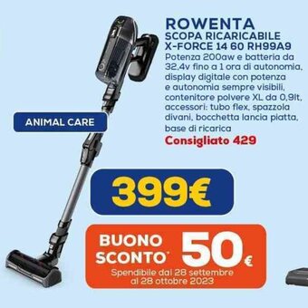 Euronics ROWENTA SCOPA RICARICABILE X-FORCE 14 60 RH99A9 offerta