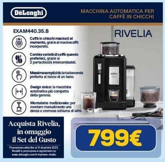 Euronics DeLonghi MACCHINA AUTOMATICA PER CAFFÈ IN CHICCHI offerta