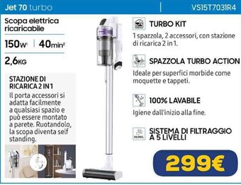 Euronics SAMSUNG Jet 70 turbo VS15T7031R4 offerta