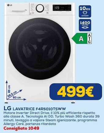 Euronics LG LAVATRICE F4R5010TSWW offerta
