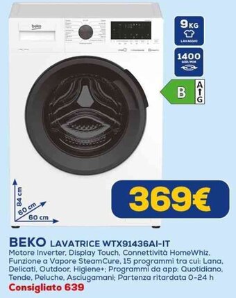 Euronics BEKO LAVATRICE WTX91436AI-IT offerta