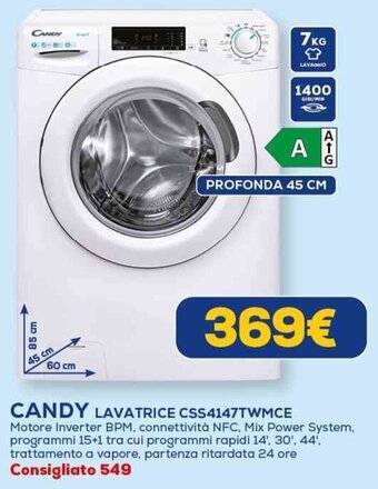 Euronics CANDY LAVATRICE CSS4147TWMCE offerta