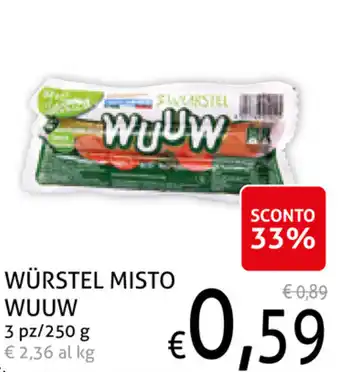 Ecu Discount Würstel Misto Wuuw 3pz/250g offerta