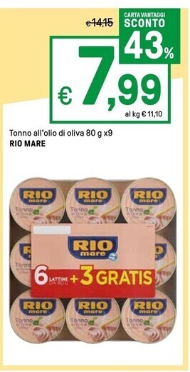 Iper La Grande Rio mare tonno all'olio di oliva offerta