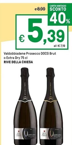 Iper La Grande Rive della chiesa valdobbiadene prosecco docg brut o extra dry offerta