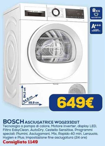 BOSCH ASCIUGATRICE WQG233D1IT