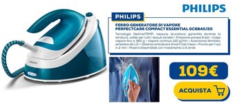 Euronics PHILIPS FERRO GENERATORE DI VAPORE PERFECTCARE COMPACT ESSENTIAL GC6840/20 offerta
